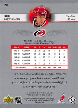 2006-07 Be A Player Portraits #20 Rod Brind'Amour Back