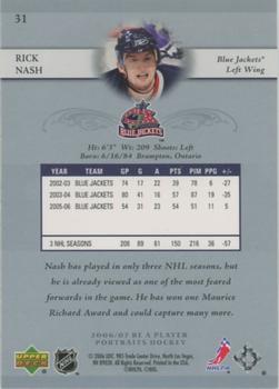 2006-07 Be A Player Portraits #31 Rick Nash Back