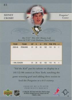 2006-07 Be A Player Portraits #83 Sidney Crosby Back