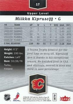 2006-07 Flair Showcase #17 Miikka Kiprusoff Back