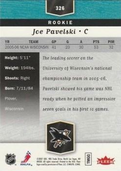 2006-07 Flair Showcase #326 Joe Pavelski Back