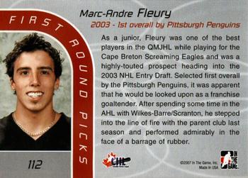 2006-07 In The Game Between The Pipes #112 Marc-Andre Fleury Back