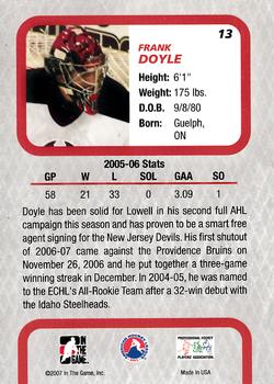 2006-07 In The Game Between The Pipes #13 Frank Doyle Back