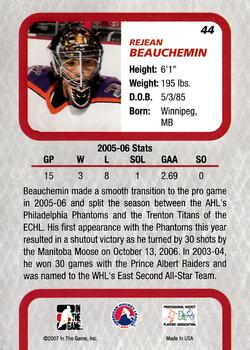 2006-07 In The Game Between The Pipes #44 Rejean Beauchemin Back