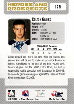 2006-07 In The Game Heroes and Prospects #129 Colton Gillies Back