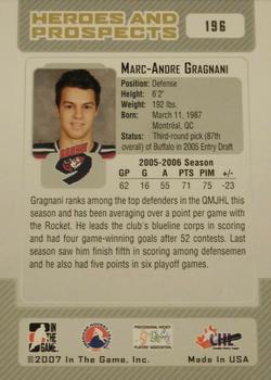 2006-07 In The Game Heroes and Prospects #196 Marc-Andre Gragnani Back