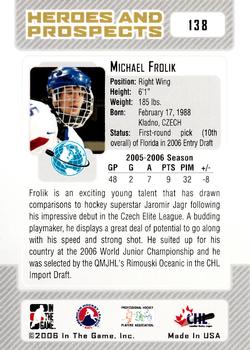 2006-07 In The Game Heroes and Prospects #138 Michael Frolik Back