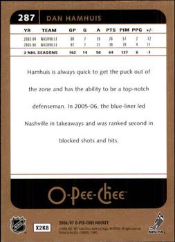 2006-07 O-Pee-Chee #287 Dan Hamhuis Back