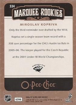 2006-07 O-Pee-Chee #534 Miroslav Kopriva Back