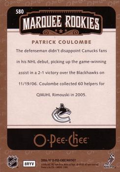2006-07 O-Pee-Chee #580 Patrick Coulombe Back