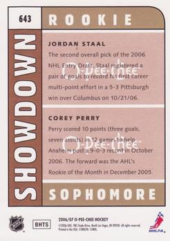 2006-07 O-Pee-Chee #643 Jordan Staal / Corey Perry Back