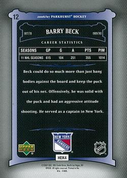 2006-07 Parkhurst #12 Barry Beck Back