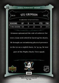 2006-07 Parkhurst #23 Stu Grimson Back