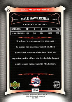 2006-07 Parkhurst #27 Dale Hawerchuk Back