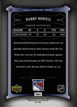 2006-07 Parkhurst #32 Harry Howell Back