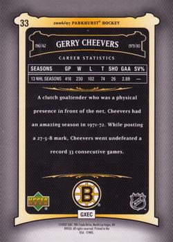 2006-07 Parkhurst #33 Gerry Cheevers Back