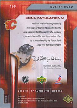 2006-07 SP Authentic #169 Dustin Boyd Back