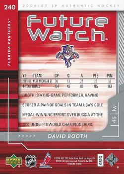 2006-07 SP Authentic #240 David Booth Back