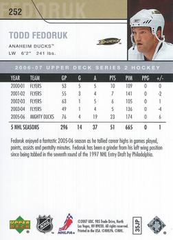 2006-07 Upper Deck #252 Todd Fedoruk Back