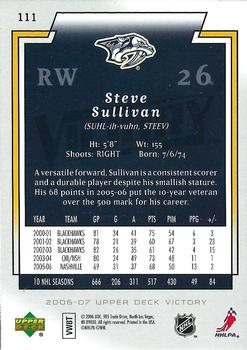 2006-07 Upper Deck Victory #111 Steve Sullivan Back