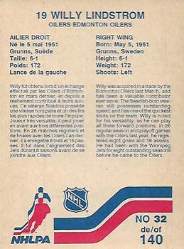 1983-84 Vachon #32 Willy Lindstrom Back