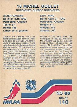 1983-84 Vachon #65 Michel Goulet Back