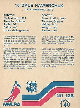 1983-84 Vachon #126 Dale Hawerchuk Back