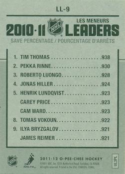 2011-12 O-Pee-Chee - League Leaders #LL-9 Tim Thomas / Pekka Rinne / Roberto Luongo Back