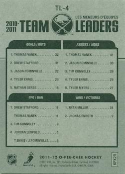 2011-12 O-Pee-Chee - Team Leaders #TL-4 Thomas Vanek / Drew Stafford / Ryan Miller Back