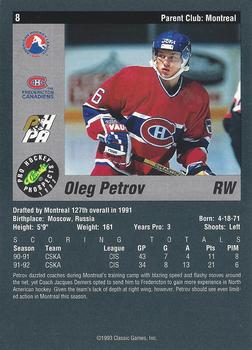1993 Classic Pro Prospects #8 Oleg Petrov Back