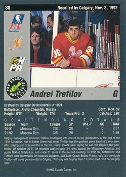 1993 Classic Pro Prospects #30 Andrei Trefilov Back
