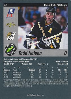 1993 Classic Pro Prospects #42 Todd Nelson Back