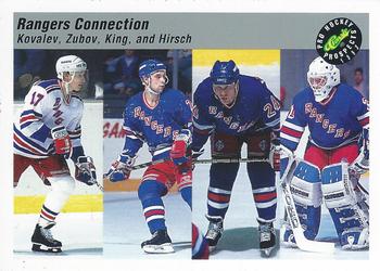 1993 Classic Pro Prospects #74 Rangers Connection (Alexei Kovalev / Sergei Zubov / Steven King / Corey Hirsch) Front