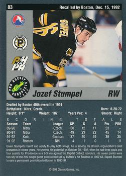 1993 Classic Pro Prospects #83 Jozef Stumpel Back