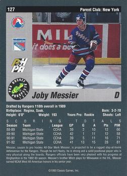 1993 Classic Pro Prospects #127 Joby Messier Back