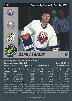 1993 Classic Pro Prospects #132 Danny Lorenz Back
