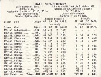 1965-66 Coca-Cola NHL Players #NNO Glenn Hall Back
