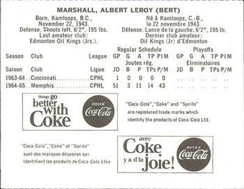 1965-66 Coca-Cola NHL Players #NNO Bert Marshall Back