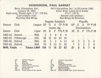 1965-66 Coca-Cola NHL Players #NNO Paul Henderson Back