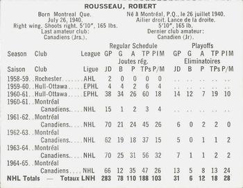1965-66 Coca-Cola NHL Players #NNO Robert Rousseau Back