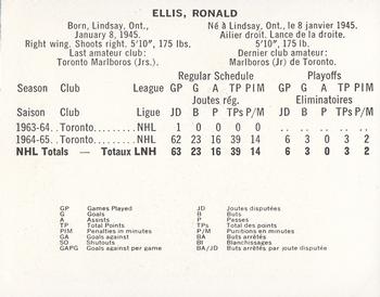 1965-66 Coca-Cola NHL Players #NNO Ron Ellis Back