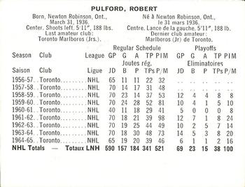 1965-66 Coca-Cola NHL Players #NNO Bob Pulford Back