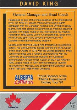 1990-91 Alberta Lotteries Team Canada #21 Dave King Back
