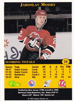 1994 Classic Pro Hockey Prospects #24 Jaroslav Modry Back