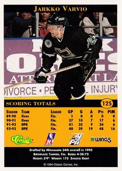 1994 Classic Pro Hockey Prospects #125 Jarkko Varvio Back