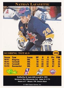 1994 Classic Pro Hockey Prospects #195 Nathan Lafayette Back