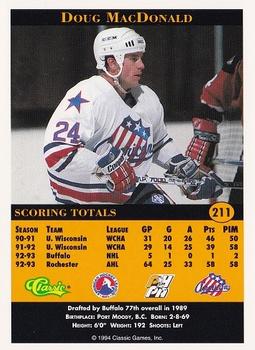 1994 Classic Pro Hockey Prospects #211 Doug MacDonald Back