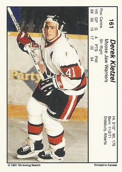 1990-91 7th Inning Sketch WHL #161 Derek Kletzel Back