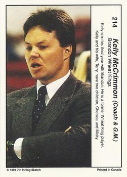 1990-91 7th Inning Sketch WHL #214 Kelly McCrimmon Back