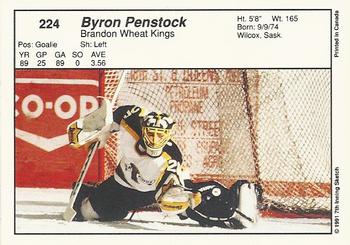 1990-91 7th Inning Sketch WHL #224 Byron Penstock Back